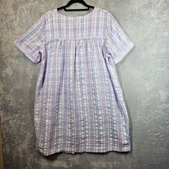 Croft & Barrow Robe night gown Womens XL Zip Pockets crinkle embroidered granny - Picture 2 of 15